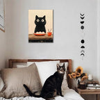 XYHYRA Framed Vintage Funny Black Cat Kitchen Wall Art, Cute Cartoon Cat with Rice Balls Canvas Print Painting, Japanese Food-Inspired Poster Picture for Dining Room Cafe Coffee Nook Decor 16x24 inch - Image 7