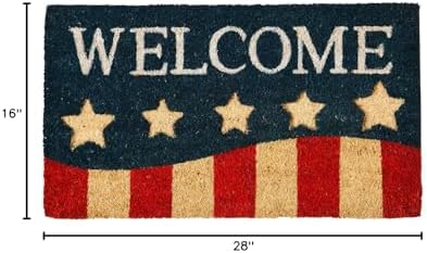Evergreen Coir Welcome Patriotic Stripes Entrance Doormat | Indoor and Outdoor | 28-inches x 16-inches | Non-Slip Backing | All-Season | Natural Heavy-Duty Low Profile | Home Décor - Image 3