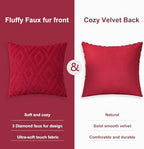 Pallene Fall Red Faux Fur Throw Pillow Covers 26x26 Set of 2 - Image 3