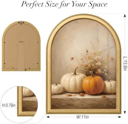 Wheatwin Fall Wall Decor, Pumpkins Gold Arched Framed Wall Art Fall Artwork - Image 3