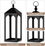 24" & 17" Large Outdoor Floor Lantern, Set of 2 Fall Porch Decor - Image 3