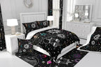 Bohemian Sun Moon Comforter Set Queen Trippy Stars Style Bedding Sets For Kids Teens Zodiac Libra Pattern Duvet Insert Universe Planet Bedding Boho Moon Phase Bedding Comforter Set Home Decor, Black - Image 6