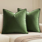 MIULEE Decorative Moss Green Velvet Euro Sham Throw Pillow Covers 24x24 in by MIULEE