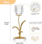 Candle Holder, Cut Rose Shaped Brass Candle Holder High-end Light Luxury Creative Art Crystal Glass Flower Candle Sticks Holder Decor Marble Disc Base Romantic Ambiance Table Decoration - Image 4