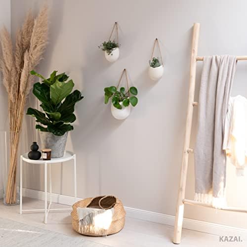 Kazai. Wall Planters -Ellie- | Hanging Ceramic Plant Pots 3 Pieces | Wall Decoration for Indoors, Balcony and Garden | Cream (Matte) - Image 7