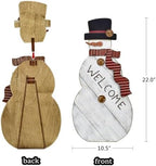 Wood Snowman Welcome Sign Free Standing Merry Christmas Decor Porch Signs - Image 6