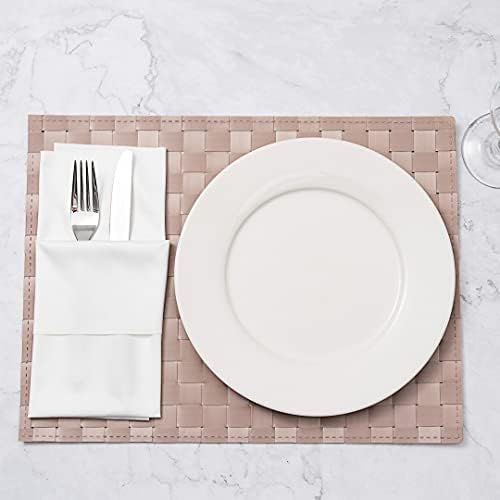 Restaurantware Rectangle Sand Woven Placemat, 16 x 12 in, 6 Pack - Image 4