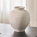 LB2 White Ceramic Large Vase, 11.8" Tall Zen Style, Terra Cotta Pitcher, Distressed Farmhouse Decor, Pottery Decorative Flower for Home Decor (C - White 11.8") by LB2