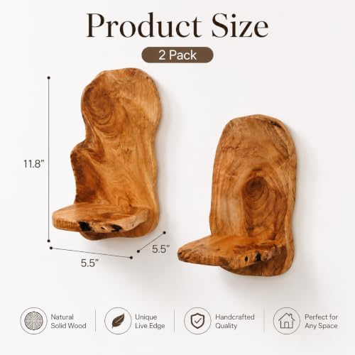 Wooden Wall Sconce Candle Holder, Rustic Wall Decor Set of 2 - Image 2