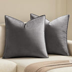 MIULEE Decorative Dark Grey Velvet Euro Sham Throw Pillow Covers 26x26 Inch by MIULEE