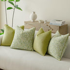 a moment Green 4 Pack Throw Pillow Covers - Chenille & Velvet Set with Piping, Farmhouse Textured Design Pillow Cases for Couch Sofa Bed Livingroom (20x20 Inch, No Insert) - Image 2