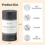 3x6 Inch Black Pillar Candles Set of 3 - Hand-Poured Unscented Candles, Long Clean Burning, Large Big Candle, Smokeless Dripless Candle for Dinner Table, Wedding, Home, Bathroom, Gothic Decor - Image 6