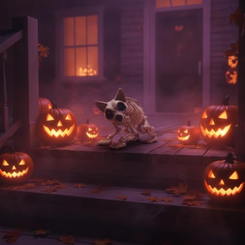 Halloween Toy Skeleton Cat, Spooky Decorative Figure, Haunted Holiday Décor - Image 5