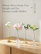 Bud Vases with Candlestick Holders: Set of 6 Clear Glass Vase Bulk - Image 6