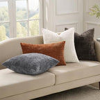 decorUhome Textured Chenille Throw Pillow Covers 12x20 Set of 2 Cream White - Image 6