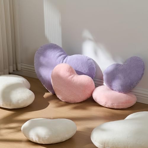 2PCS Heart Throw Pillows Room Decor Home Decor Bedroom Decor,Purple 13"*19" - Image 4