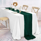 20 Pack Emerald Green Table Runner 10Ft Cheesecloth Table Runner Boho Gauze Cheese Cloth Table Runners Romantic Long Sheer Fabric Table Runners for Wedding Party Bridal Shower - Image 3
