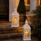 TRIROCKS Set of 2 Farmhouse Lantern 13'' H Decorative Outdoor Lantern Cream - Image 4