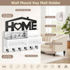 VIS'V Key Holder Wall Mount, Decorative Wood Mail and Key Organizer, White - Image 3