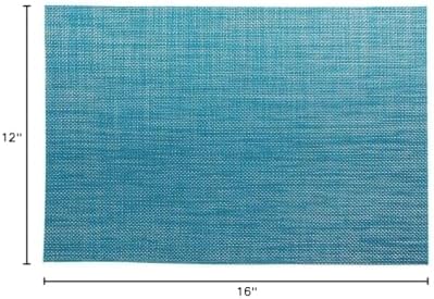 Restaurantware Blue Vinyl Woven Placemat, 16 x 12 in, 6 Pack - Image 4