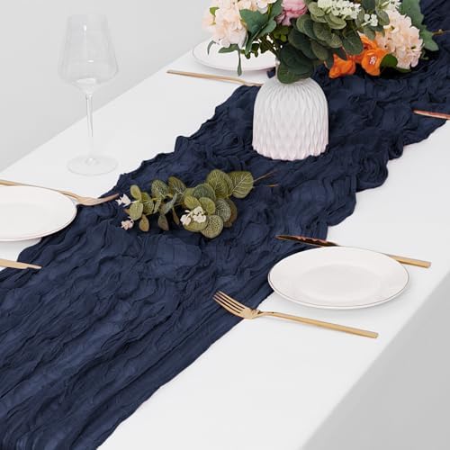 15 Pack Navy Blue Cheesecloth Table Runner 17 x 108 inch Cheese Cloth Table Runners 9ft Blue Table Runner Rustic Romantic Sheer Gauze Runner for Wedding Party Baby Shower Table Decoration - Image 4