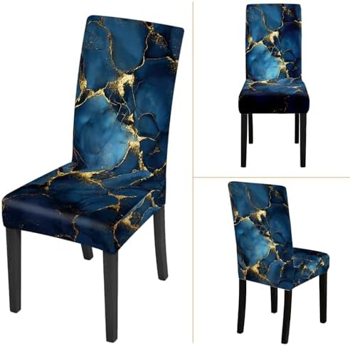 Blue Marble Chair Covers Set of 6,Stretchable Kitchen Dining Room Chair Covers Decorations Removable Washable Dining Chair Slipcovers Chair Protectors for Dining Room & Kitchen - Image 7
