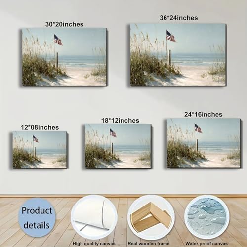 Ship Next Day – Patriotic Canvas Wall Art, American Flag Pictures, Framed Canvas Prints, Americana Wall Decor, Coastal Beach Canvas Prints, Living Room Artwork, Rustic Farmhouse Decor - Image 6