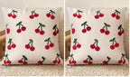 Embroidered Throw Pillow Cover 18x18 Inch - Spring Summer Boho Decorative Pillow Cover with Zipper for Living Room Couch Sofa Bed Aesthetic Design Little Cherry Cushion Pillowcase (Pack of 2) by Kokaaee
