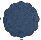 HOMBYS Quilted Placemats Set of 6 Washable Round Placemats for Kitchen Table-100% Cotton Fabric 14 Inch Round Table Mats, Cotton Fabric with Microfiber Filling, (14"x14", Sapphire Blue) - Image 2