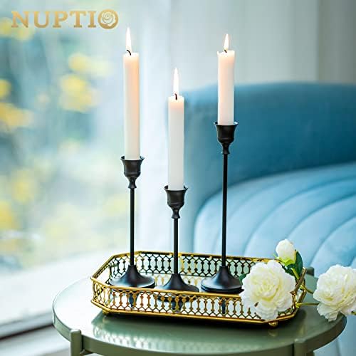 Nuptio Black Candlestick Holders 30 Pcs Candle Sticks Holder Metal Tapered Candle Holder Taper Candle Holders for Wedding Christmas Party Celebration Mantel Dinner Home Decoration - Image 5
