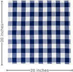 Navy Blue Cloth Napkins - Reusable Navy Blue and White Cotton Napkins - 100% Cotton, 12 Pack - 20"x20", Washable, Plaid Gingham Pattern, Perfect for BBQ, Parties and Small Get-Togethers (Blue) - Image 2