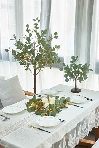 LITBLOOM Lighted Eucalyptus Garland Battery Operated with Timer 6FT 96 LED Artificial Greenery Twig Vine Lights for Room Stairs Mantle Wedding Holiday Decoration Indoor Outdoor - Image 5