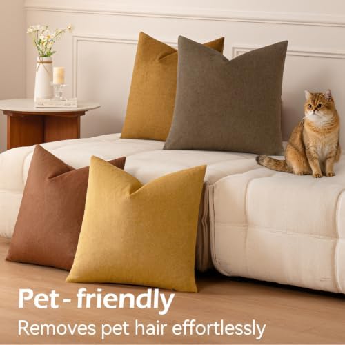 a moment Waterproof Throw Pillow Covers Set of 4,20x20 Inch Outdoor Stain Resistant Pet Friendly Pillowcases Cushion Covers for Patio Sofa and Living Room,Golden Oak - Image 5