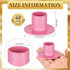 48 Pcs Taper Candle Holders Bulk for Wedding Pillar Candles Metal Taper Candlesticks Holders Centerpieces Short Candle Stick Dinner Decor for Party Anniversary Dinning Table Gift (48, Pink) - Image 2