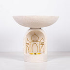 Mosque-Themed Decorative Resin Candlestick, White, Dome-Shaped, Gold-Trimmed - Image 7