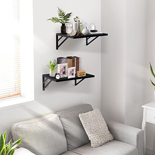 Tectocker-DOU 2 Pc Deep Floating Wall Shelves, Heavy Duty, 16x12, Black - Image 5