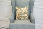 Mika Home Set of 2 Jacquard Tropical Leaf Pattern Throw Pillow Covers Decorative Pillowcase 22X22 Inches,Teal Cream - Image 3