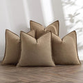 MIULEE Khaki Boho Linen Decorative Pillow Covers 24x24 Inch Pack of 4 by MIULEE