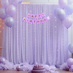 10x10ft Purple Backdrop Curtain with Lights String for Parites, Sheer Photo Backdrop Drapes Tulle Curtains for Wedding Baby Shower Birthday Party Photo Shoot Decorations - Image 2