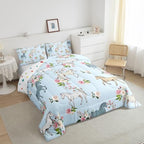 Erosebridal Horse Quilt King Size, Farmhouse Western Cowboy Cowgirls Duvet Insert for Kids Boys Girls Teens, Cartoon Kawaii Horse Bedding Set, Rustic Rose Floral Comforter Set + 2 Pillow Cases - Image 5
