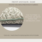 Palm & Loom 100% Cotton Linen Cushion Cover - Decorative Throw Pillow Case with Powder Blue & Green Print with Pipping - Traditional Living Room, Bedroom Pillow Cover (Jal, 20" x 20" (Pack of 1)) - Image 4