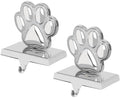 Hxezoc 2 Pack Dog Paw Christmas Stocking Holders 3D Silver Metal Mantel Pet Paw Stocking Hangers for Christmas Fireplace Mantel Decorations Christmas Holiday Supplies by Hxezoc