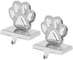 Hxezoc 2 Pack Dog Paw Christmas Stocking Holders 3D Silver Metal Mantel Pet Paw Stocking Hangers for Christmas Fireplace Mantel Decorations Christmas Holiday Supplies by Hxezoc