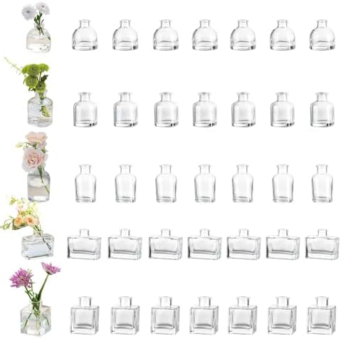 Glasseam Mini Bud Vase in Bulk 40: Clear Small Flower Vase for Centerpieces by Glasseam