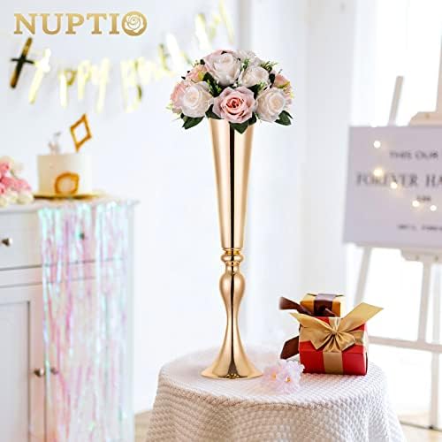 NUPTIO Flower Balls for Wedding Centrepieces - 10 Pcs 9.5in Diameter Artificial Flower Ball Arrangement Bouquet Peachy Pink & Creamy White Fake Rose Flowers Party Centerpieces for Weddings Tables - Image 3