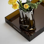 ATZYmolin 16"x12" Large Acrylic Serving Tray, Vanity Platter, Amber - Image 5