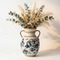 EFISPSS Ceramic Vintage Vase,Spring Decor Unique Chinese Crackle Floral Handle for Dining Room Mantle Living Room,Blue by EFISPSS