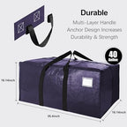6 Pack Heavy Duty Extra Large Moving Bags W/Backpack Straps - Strong Handles & Zippers, Storage Totes For Space Saving, Fold Flat, Alternative to Box and Bin (40 gal, Blue) - Image 2
