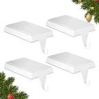 4-Pack Christmas Stocking Holders for Mantel, Weighted Metal Hooks, White by SINTENILL