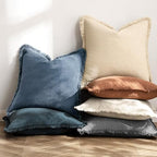 MIULEE Linen Fringe Decorative Euro Throw Pillow Covers Blue Ashes 22x22 - Image 6
